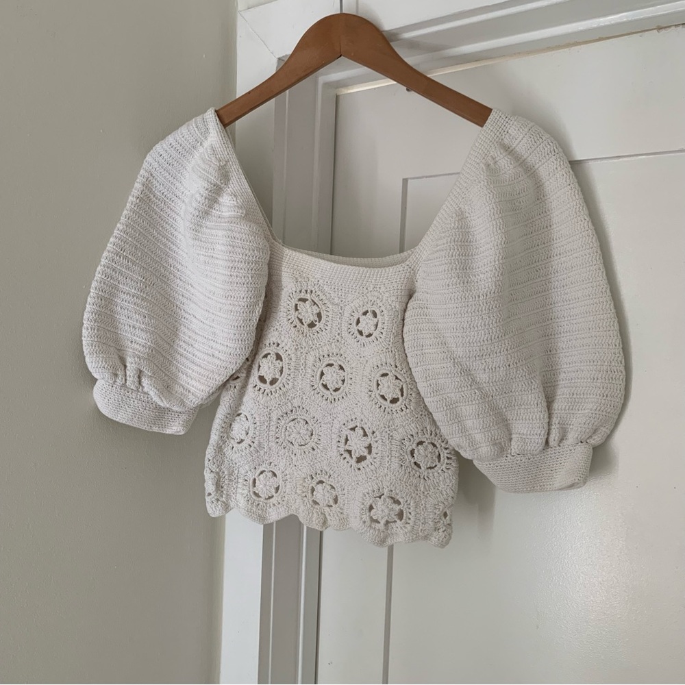 Magali Pascal Crochet Puff Crop Top